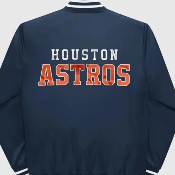 Starter Navy Houston Astros Satin Full-Snap Varsity Jacket Mens Size XL New - Picture 3 of 5